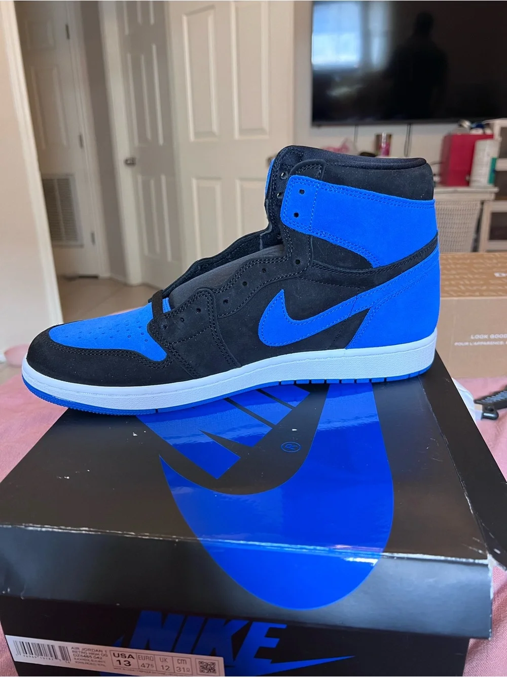 Jordan High-Top Sneakers in Black & Royal Blue